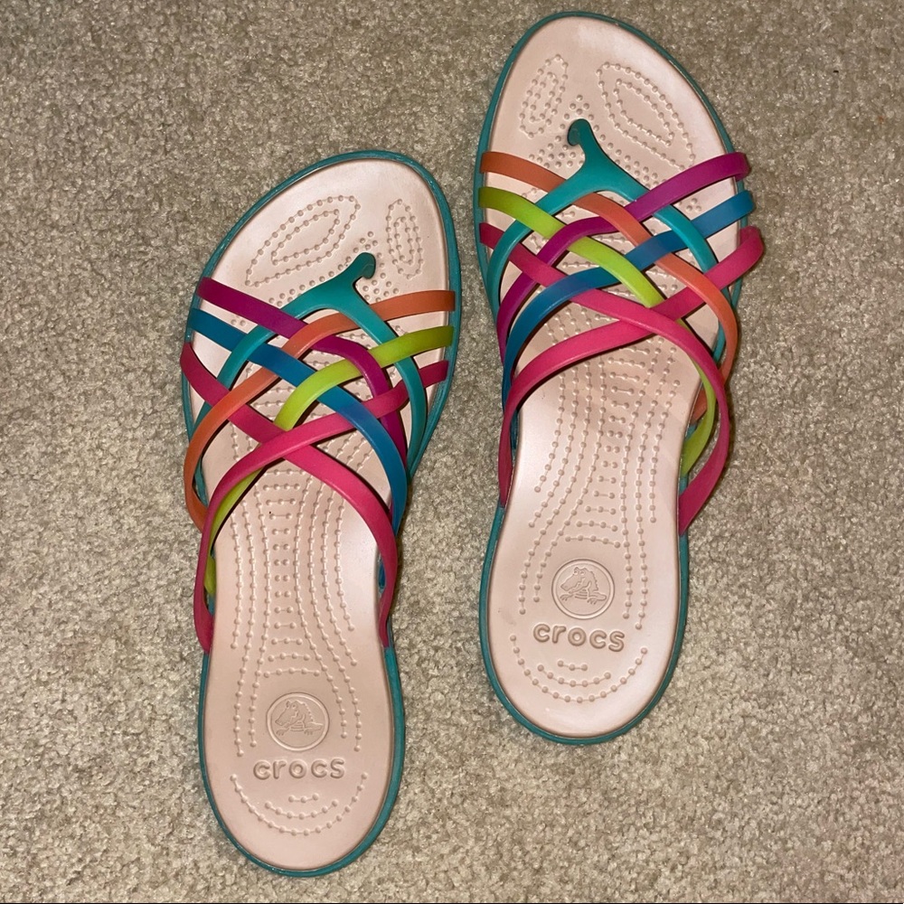 CROCS Comfort Strap Jelly Flat Multi Color Sandals